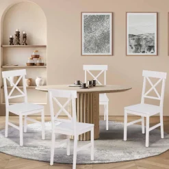 Chaises en bois blanc lot de 4*IDMarket Hot