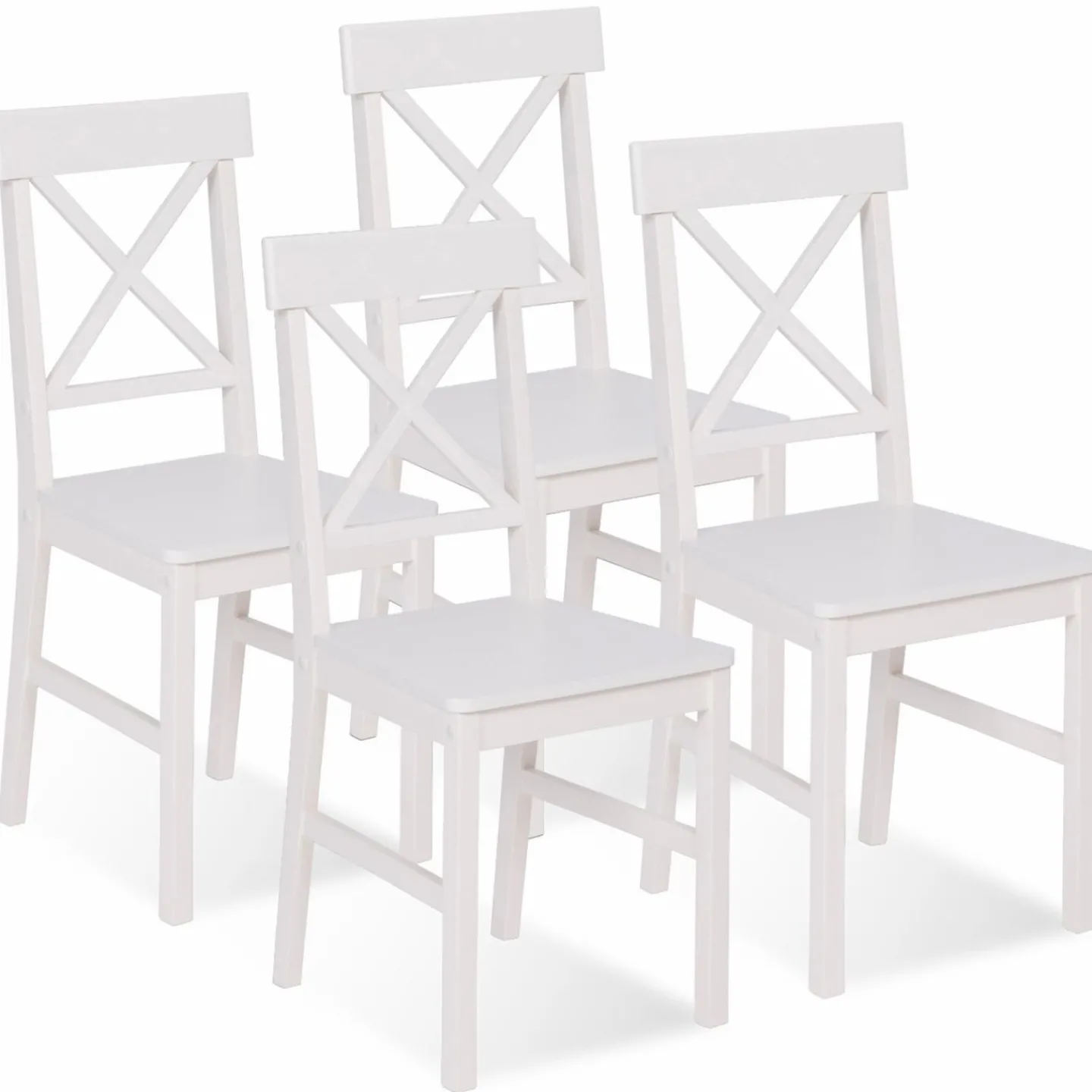 Chaises en bois blanc lot de 4*IDMarket Hot