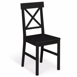 Chaises en bois noir lot de 4*IDMarket