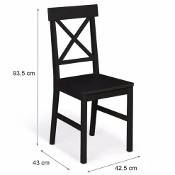 Chaises en bois noir lot de 4*IDMarket