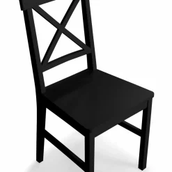 Chaises en bois noir lot de 4*IDMarket