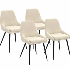 Chaises en velours beige avec demi-accoudoirs*IDMarket Best