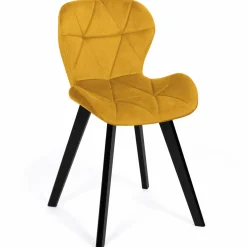 Chaises en velours matelassée bleu, gris foncé, gris clair et jaune*IDMarket Online