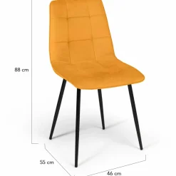 Chaises en velours mix color (bordeaux, gris et jaune) : lot de 4*IDMarket