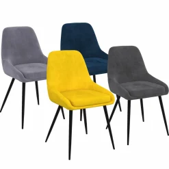 Chaises en velours multicolor avec demi-accoudoirs*IDMarket Outlet