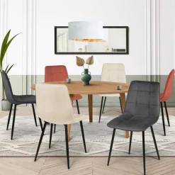 Chaises en velours multicolore terracotta, gris foncé et beige*IDMarket Best