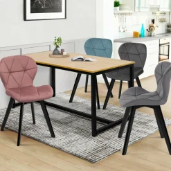 Chaises en velours pastel bleu, gris clair, gris foncé et rose*IDMarket Clearance