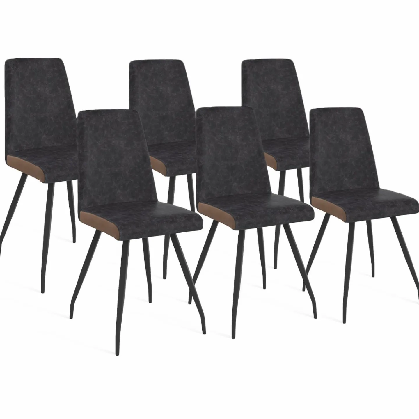 Chaises grises liseré marron pieds araignée pour salle à manger*IDMarket Clearance