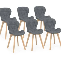 Chaises matelassées en tissu gris foncé pour salle à manger*IDMarket Clearance