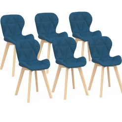 Chaises matelassées pour salle à manger en tissu bleu canard*IDMarket Discount