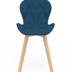 Chaises matelassées pour salle à manger en tissu bleu canard*IDMarket Discount