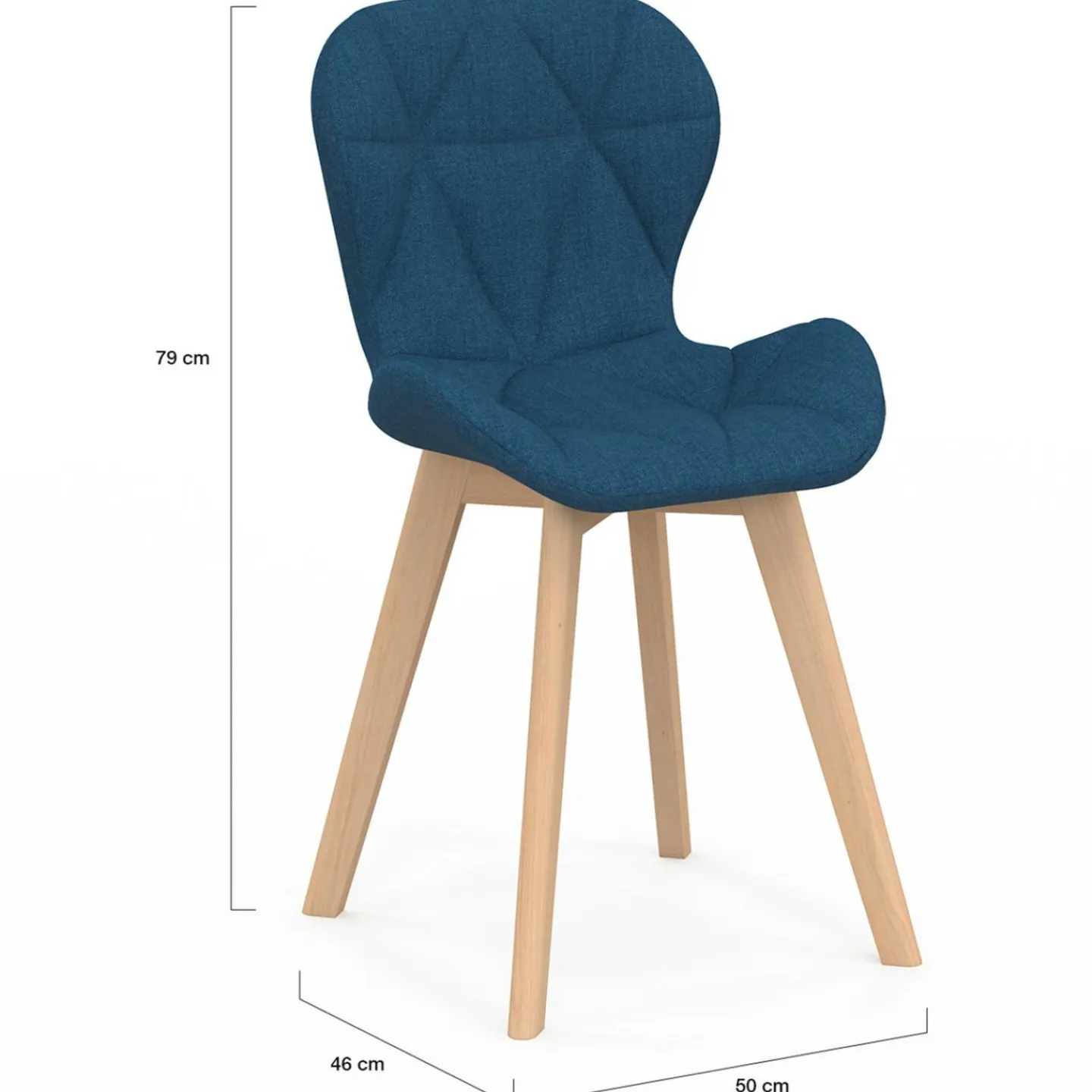 Chaises matelassées pour salle à manger en tissu bleu canard*IDMarket Discount