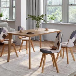 Chaises motifs patchworks marron scandinaves : lot de 4*IDMarket New