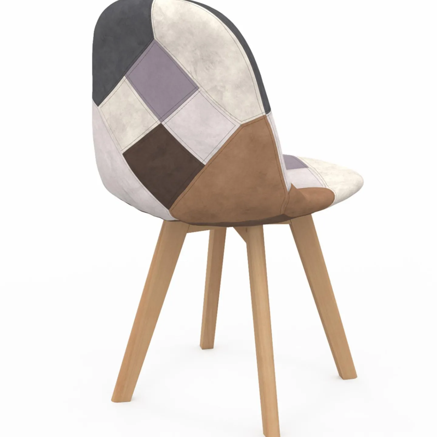 Chaises motifs patchworks marron scandinaves : lot de 4*IDMarket New