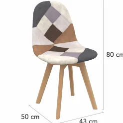 Chaises motifs patchworks marron scandinaves : lot de 4*IDMarket New