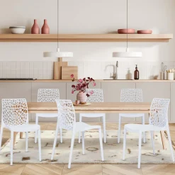 Chaises nid d'abeille blanc : lot de 6*IDMarket Sale