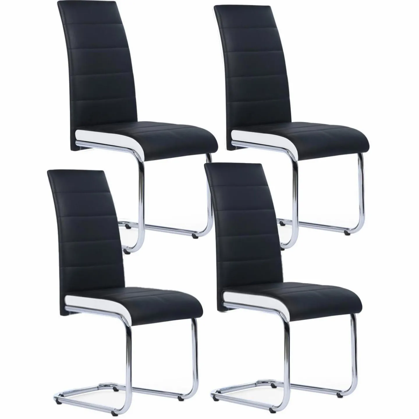 Chaises noires et blanches design pour salle à manger MIA*IDMarket