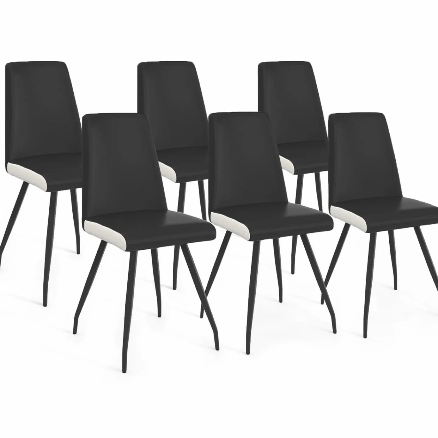 Chaises noires liseré blanc pieds araignée pour salle à manger*IDMarket Clearance