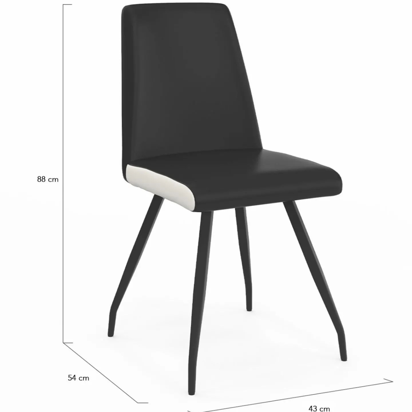 Chaises noires liseré blanc pieds araignée pour salle à manger*IDMarket Clearance