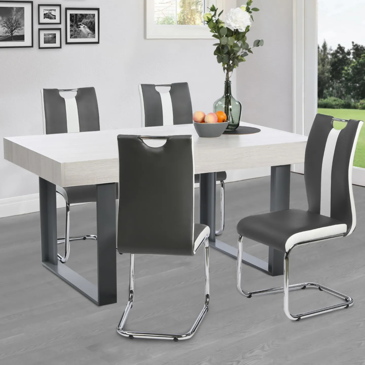 Chaises pieds métal chromé blanches et grises*IDMarket Sale