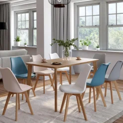 Chaises scandinaves 4 couleurs : pastel rose x2, blanc x2, gris clair x2 et bleu x2*IDMarket