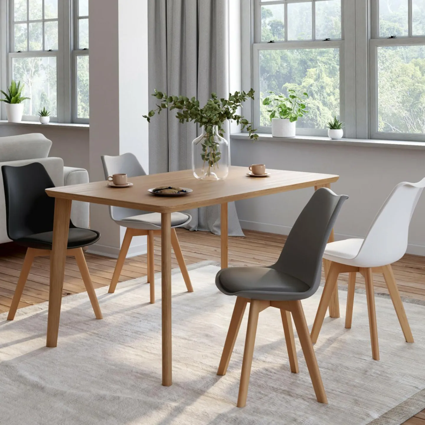 Chaises scandinaves 4 couleurs : gris foncé, gris clair, noir et blanc*IDMarket Online