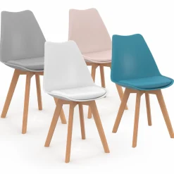 Chaises scandinaves 4 couleurs : pastel rose, blanc, gris clair et bleu*IDMarket Best