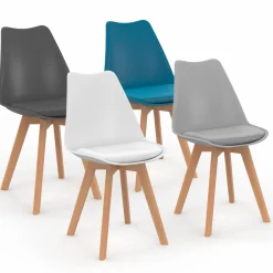 Chaises scandinaves 4 couleurs : gris foncé, gris clair, blanc et bleu*IDMarket Online
