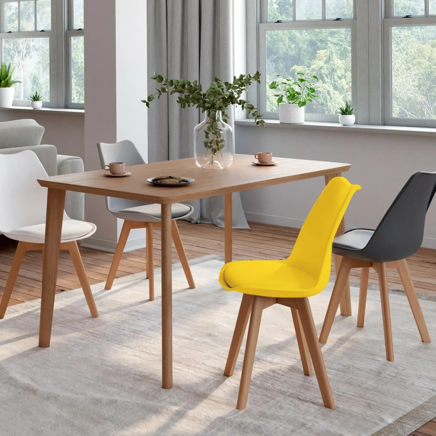 Chaises scandinaves 4 couleurs : gris foncé, gris clair, blanc et jaune*IDMarket New