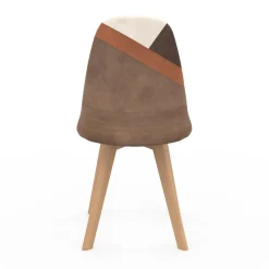 Chaises scandinaves beige, blanc et marron velours patchworks mix color*IDMarket