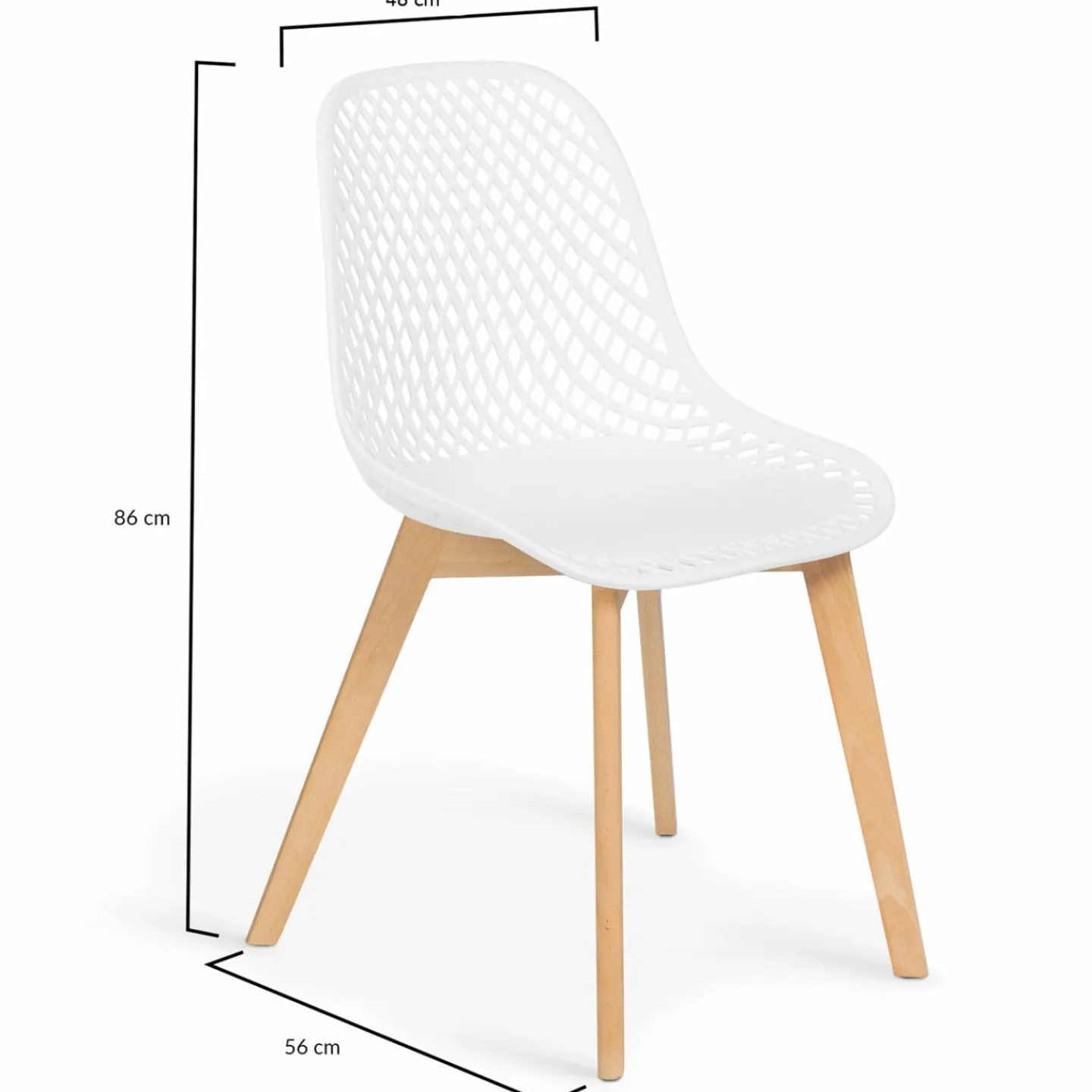 Chaises scandinaves bleu x2, blanc, gris clair et gris foncé x2 avec dossier ajouré*IDMarket Online