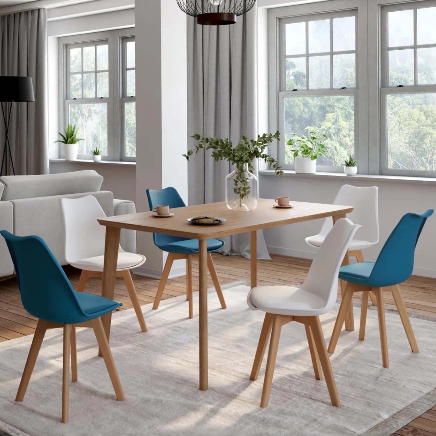 Chaises scandinaves bleu canard et blanc*IDMarket Sale