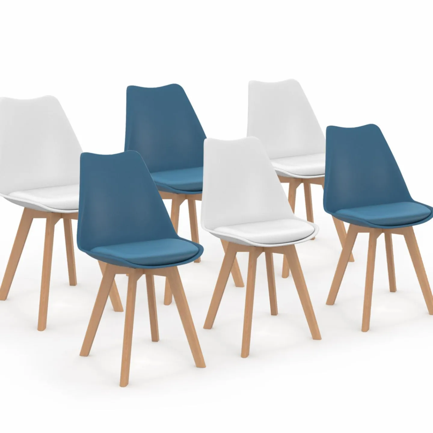 Chaises scandinaves bleu canard et blanc*IDMarket Sale