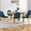 Chaises scandinaves en tissu bleu canard pour salle à manger*IDMarket Sale