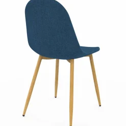 Chaises scandinaves en tissu bleu canard pour salle à manger*IDMarket Sale