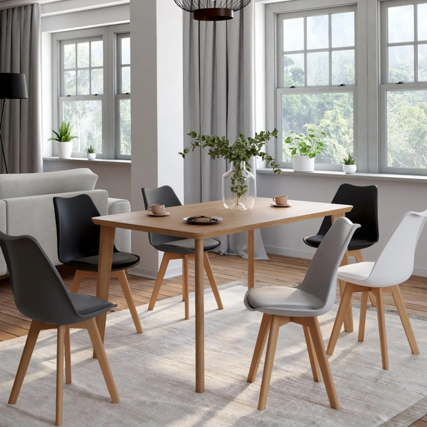 Chaises scandinaves mix color grises, blanches et noires*IDMarket Clearance