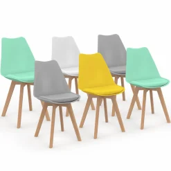 Chaises scandinaves mix color vert menthe, jaune, blanc et gris*IDMarket Best