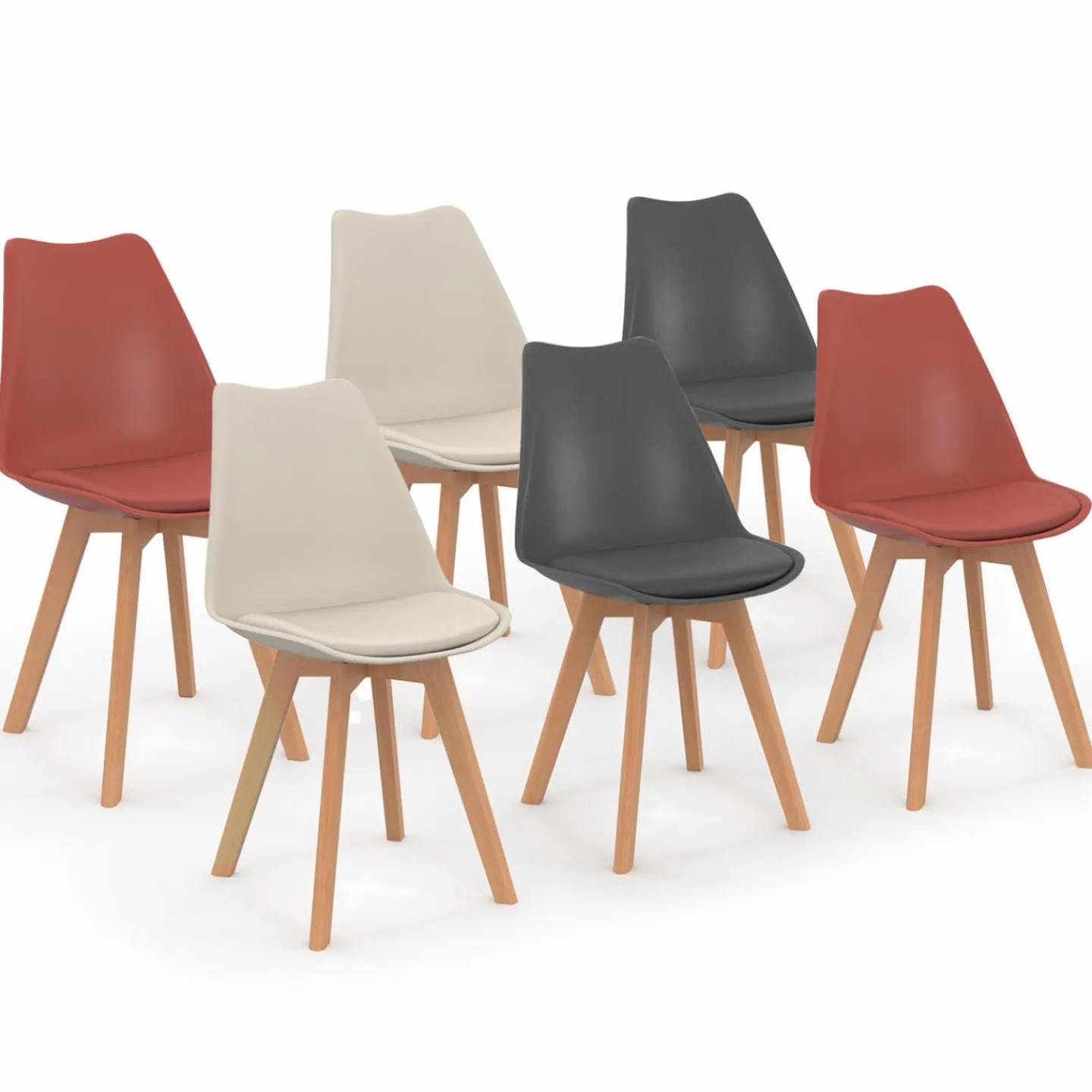 Chaises scandinaves mix color terracotta, gris, beige*IDMarket Online