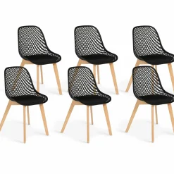 Chaises scandinaves noires x6 avec dossier ajouré*IDMarket Hot