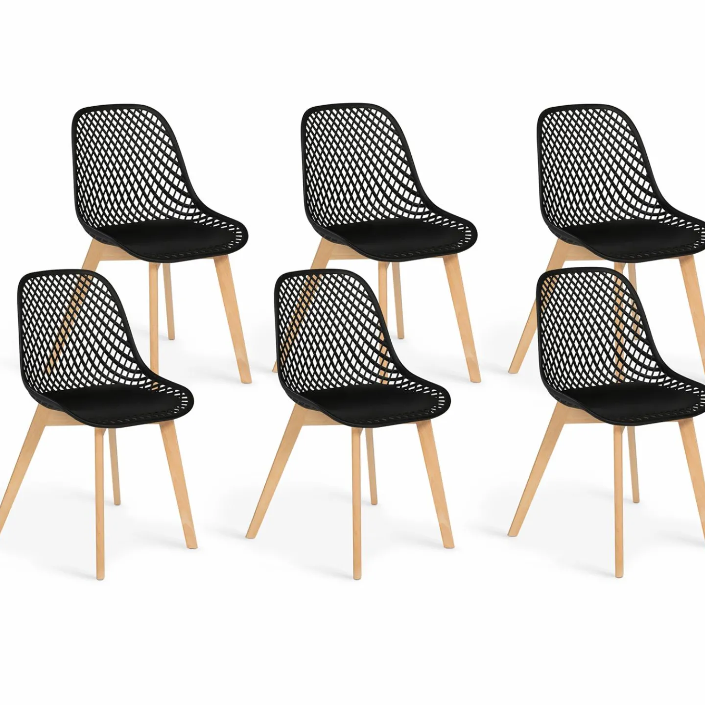 Chaises scandinaves noires x6 avec dossier ajouré*IDMarket Hot