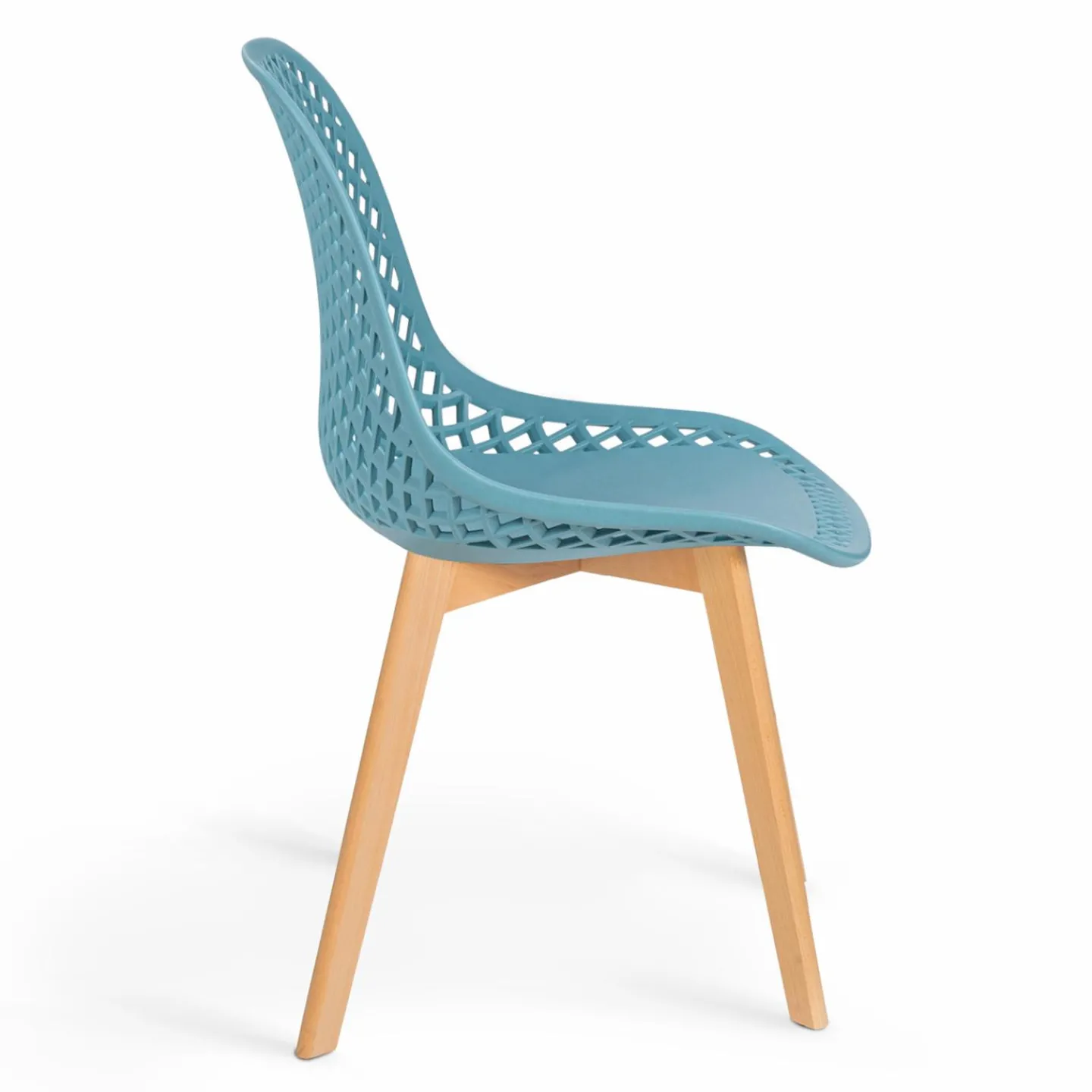 Chaises scandinaves pastel rose, blanc, gris clair x2, bleu x2 avec dossier ajouré*IDMarket Sale