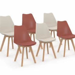 Chaises scandinaves terracotta et beige*IDMarket New