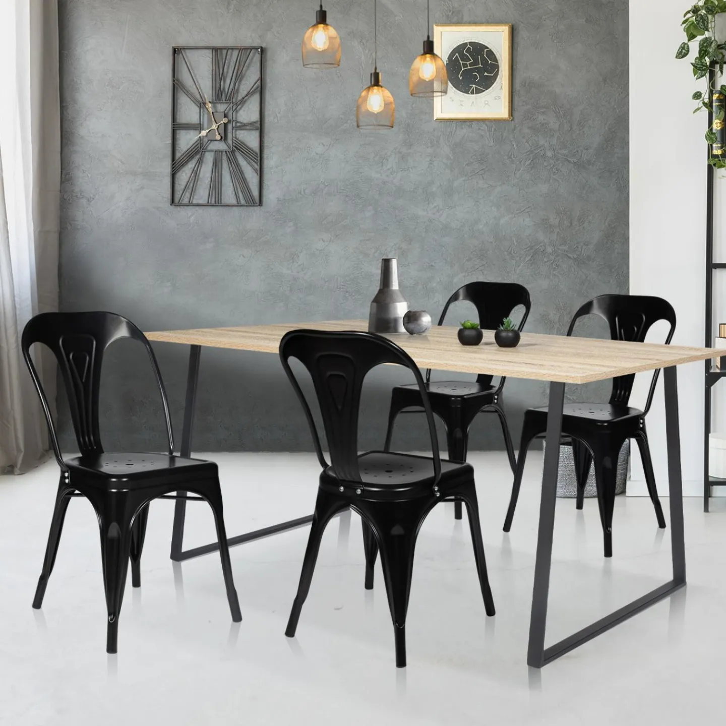 Chaises style industriel noir mat*IDMarket Hot