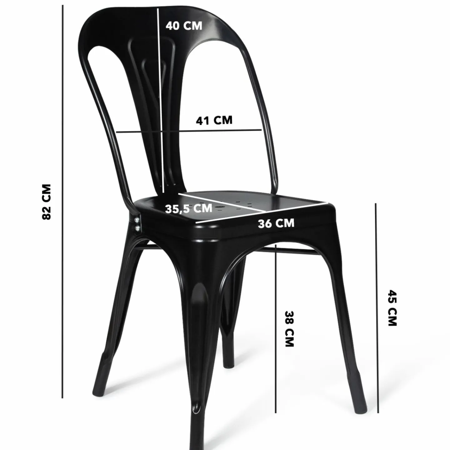 Chaises style industriel noir mat*IDMarket Hot