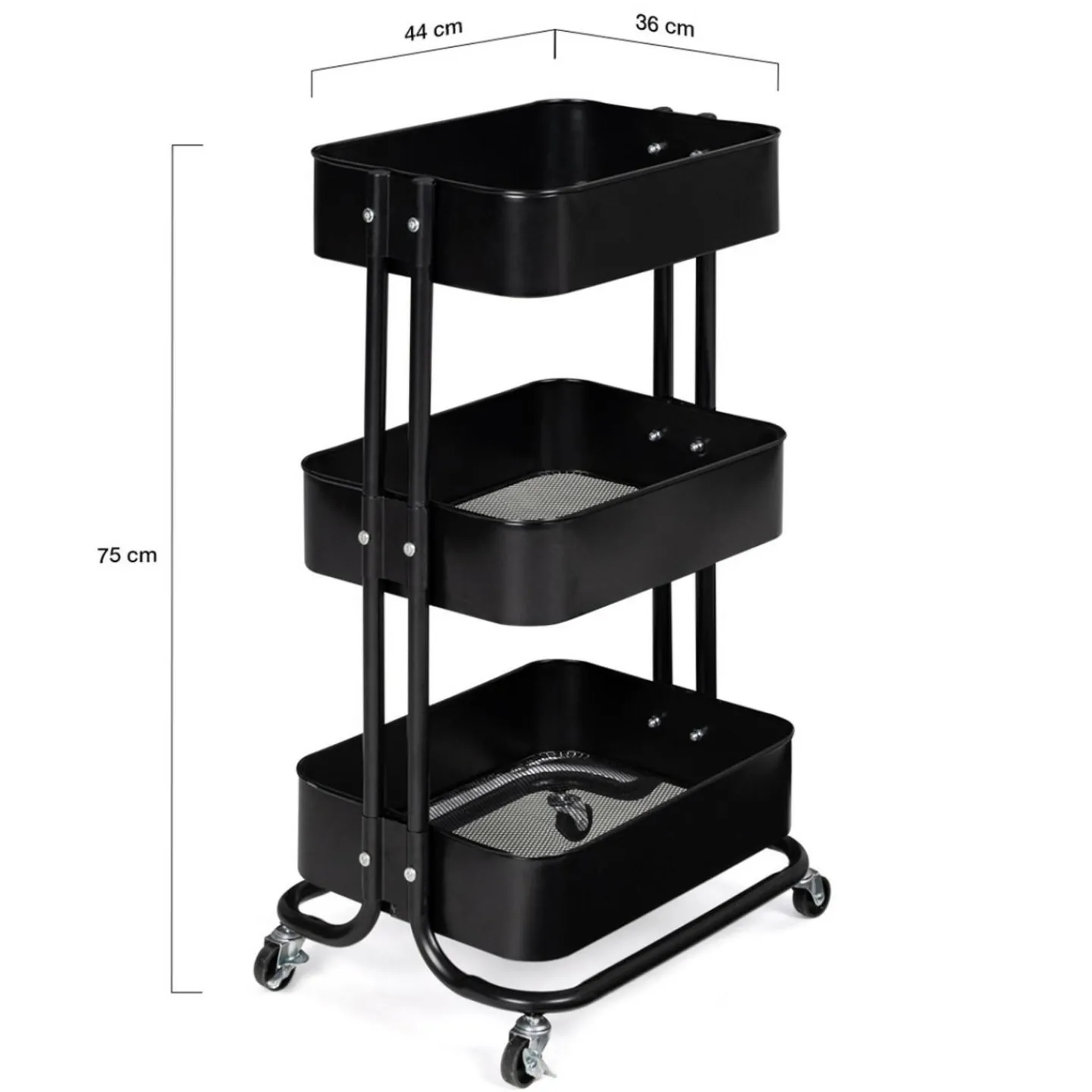 Chariot desserte à roulettes en acier noir*IDMarket Clearance