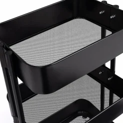 Chariot desserte à roulettes en acier noir*IDMarket Clearance