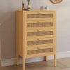 Chiffonier commode semainier cannage bois 5 tiroirs 60 cm*IDMarket Clearance