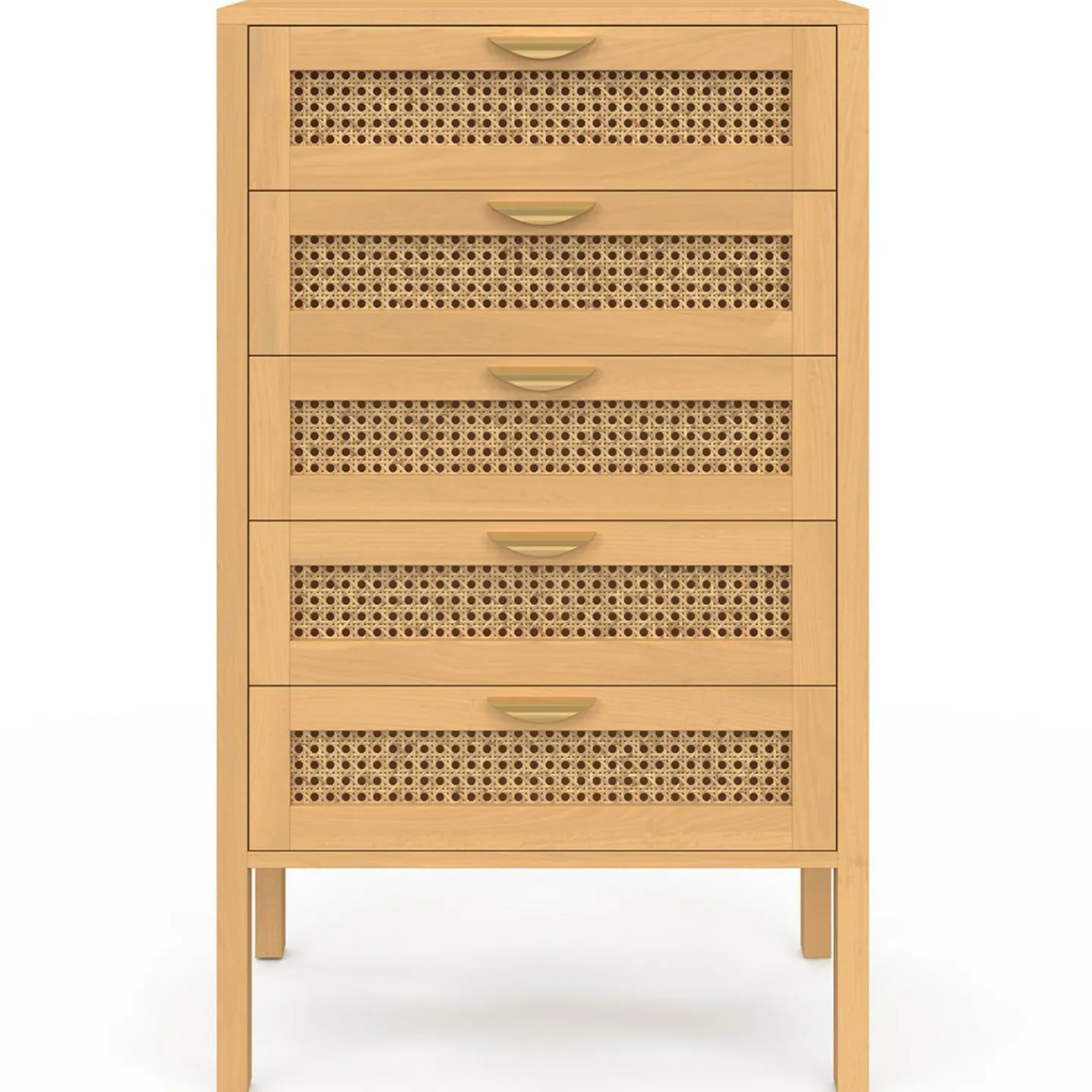 Chiffonier commode semainier cannage bois 5 tiroirs 60 cm*IDMarket Clearance