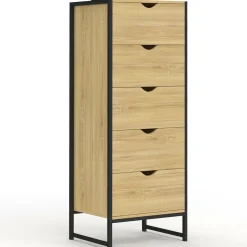 Chiffonnier 5 tiroirs 45 cm commode semainier design industriel*IDMarket Online