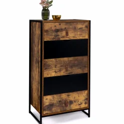 Chiffonnier bois et métal avec 5 tiroirs*IDMarket New